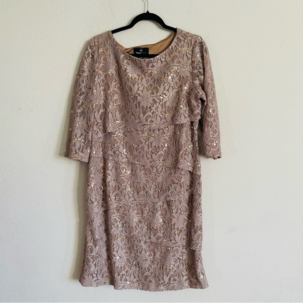 Ronni Nicole woman Elegant sequin lace Dress in Taupe size 16 formal elegant